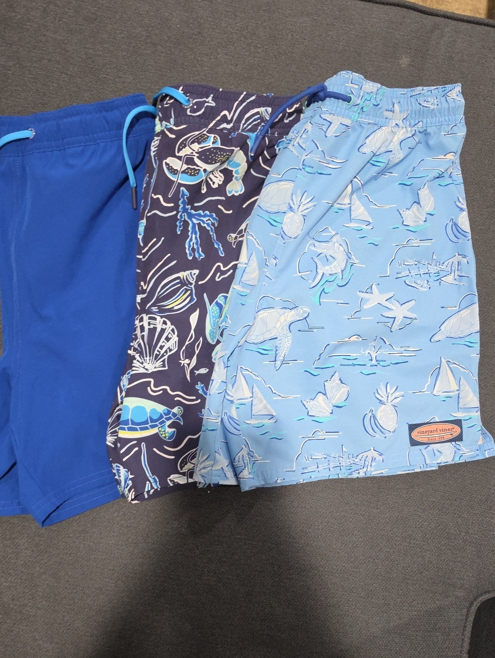 Vineyard Vines Light Blue & Navy Kids Swim Shorts Trio